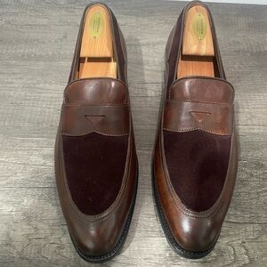 Carlos Santos Men's Brown Leather Suede Loafers size UK8/US9